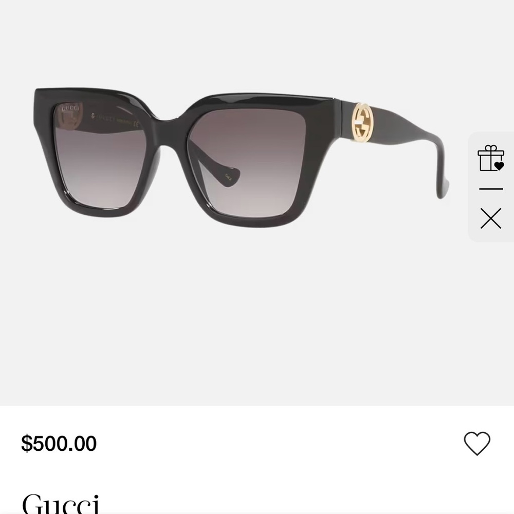 NEW GUCCI 1023SS BLACK/Gold Sunglasses